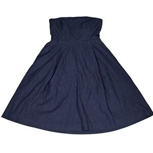 NWT White house black market denim blue Strapless dress size 2p